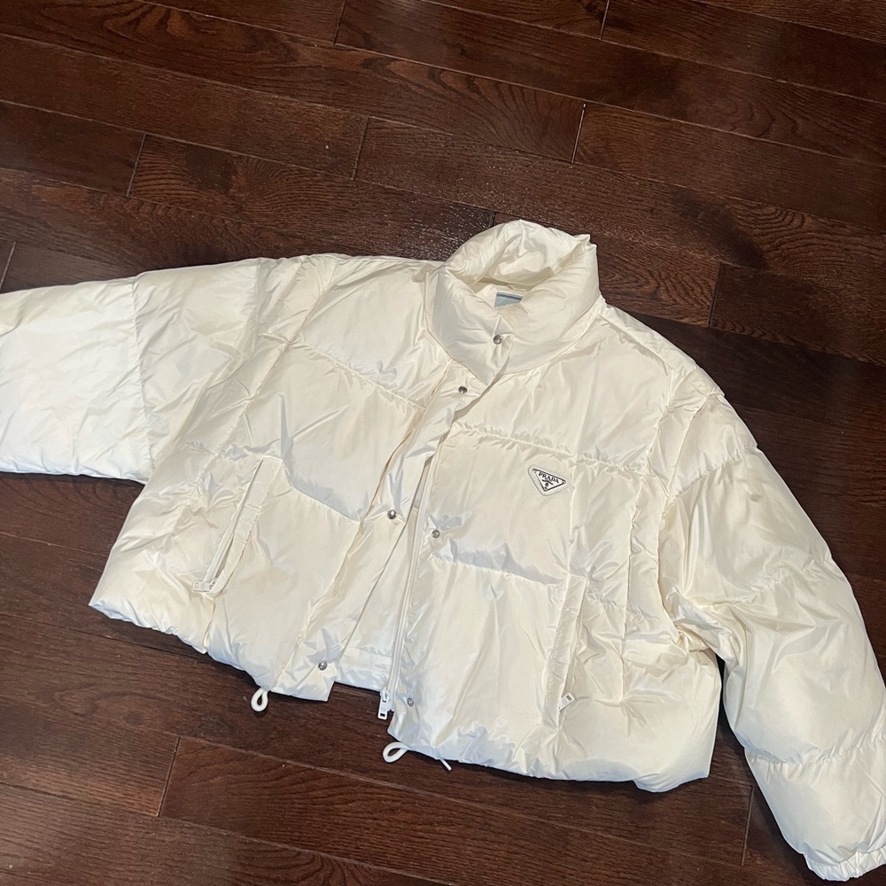 Prada White Cropped Puffer Jacket